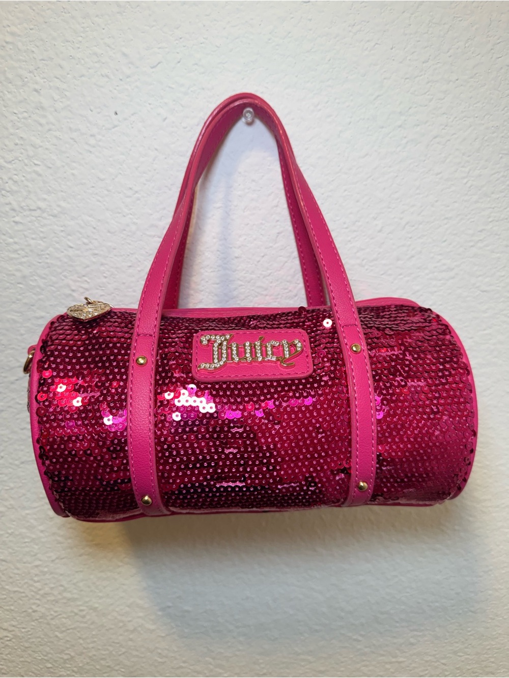 Juicy Couture Hot Pink Sequin Barrel Tote